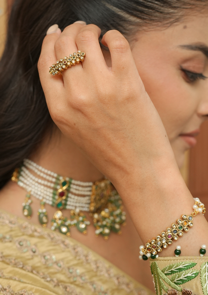 Aabha Navratna Silver Ring