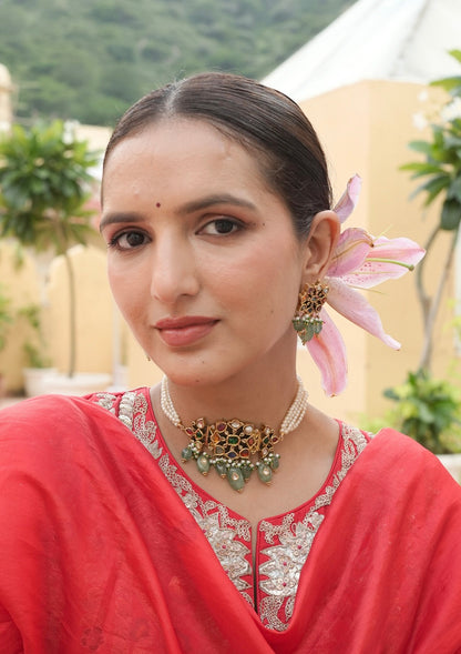 Devyani Navratna Silver Choker Necklace