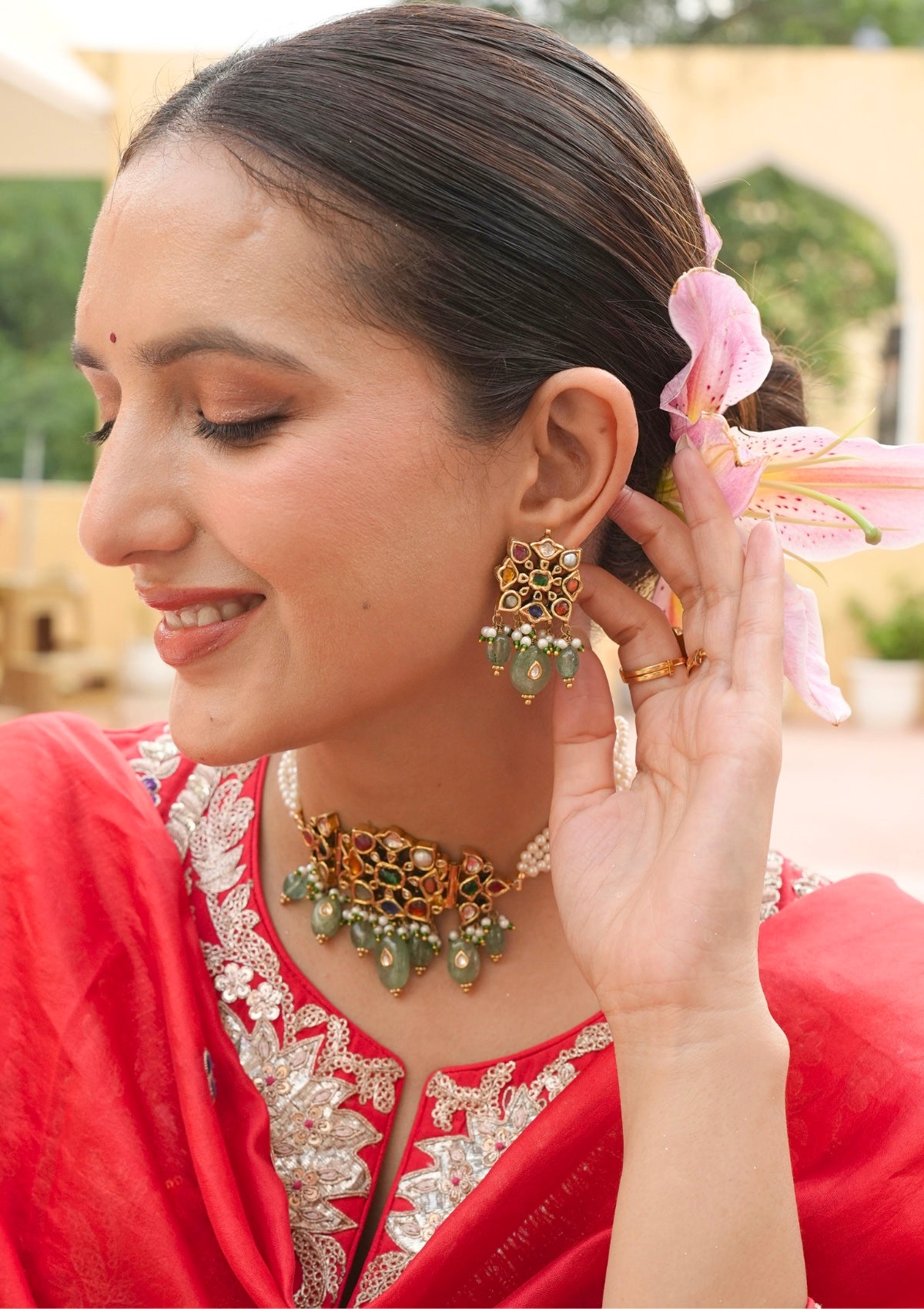 Devyani Navratna Silver Earrings