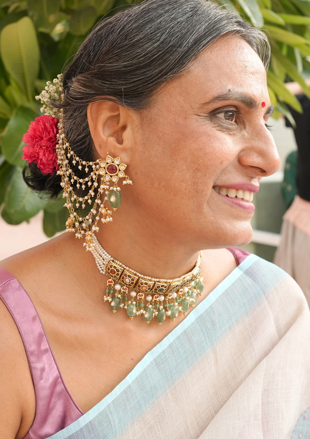 Amrapali Navratna Silver Choker Necklace