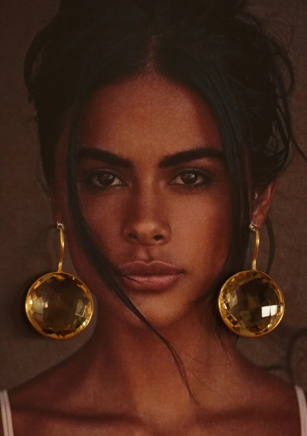 Victorian Round Yellow Amethyst Silver Earrings